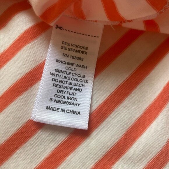 NWT Rio & Rian Coral & White Striped V-Neck Tee Shirt Size XL - Picture 6 of 6